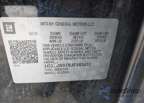 2018 Chevrolet Malibu Lt from USA, damaged, VIN 1G1ZD5ST8JF183431